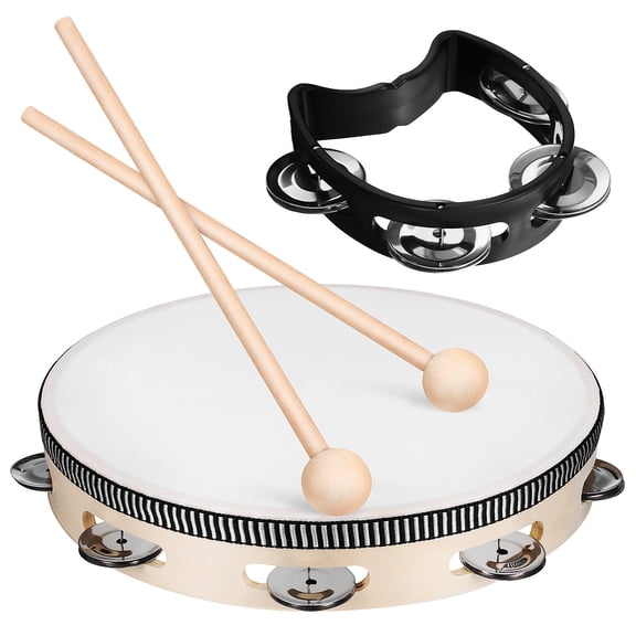 GAXIRE Metal Tambourine Set for Musicians, Handheld Percussion Instrument for Rehearsals and