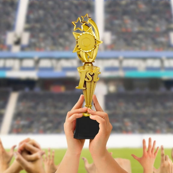 GAXIRE Golden Football Trophy with Star Design for Sports Awards, Ceremony, and Player Recognition