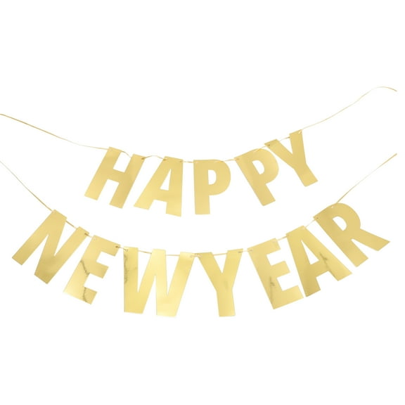 GAXIRE New Year Party Decorations Set with Golden Paper Banners for Family Celebrations and Festive Home Decor