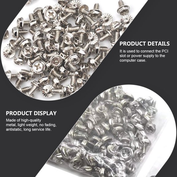 GAXIRE 100 PCS Metal PCI Slot Screw Round Head Replacement PSU Screw Accessory