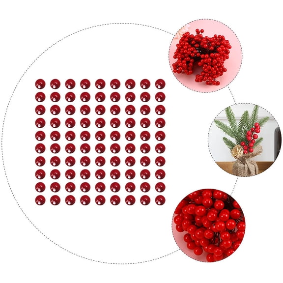 GAXIRE Red Foam Artificial Berries 100 Pieces 0.6 Inch Decorative Craft Supplies for Home, Wedding, and Projects