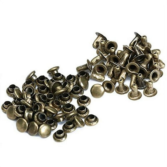 GAXIRE 100 Sets Metal Rivet Fasteners for Crafts, Replacement Repair Copper Iron 6mm Diameter 5mm Length