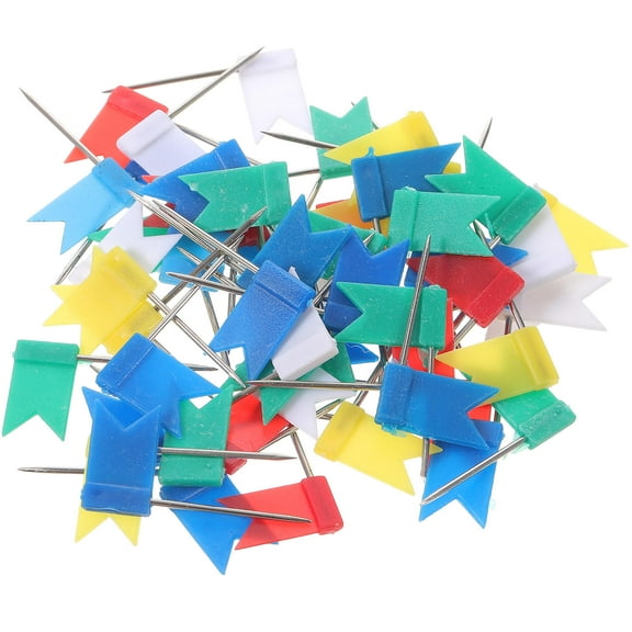 GAXIRE 100Pcs Assorted Color Push Pins Decorative Flag Tacks for Cork Board and Map