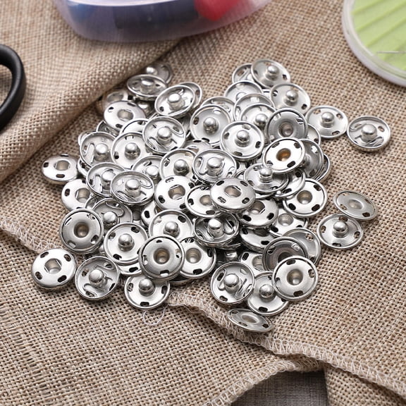 GAXIRE 100Pcs Snap Buttons for Clothes Dark Grey Metal for Diy Sewing Projects Minimalist Design