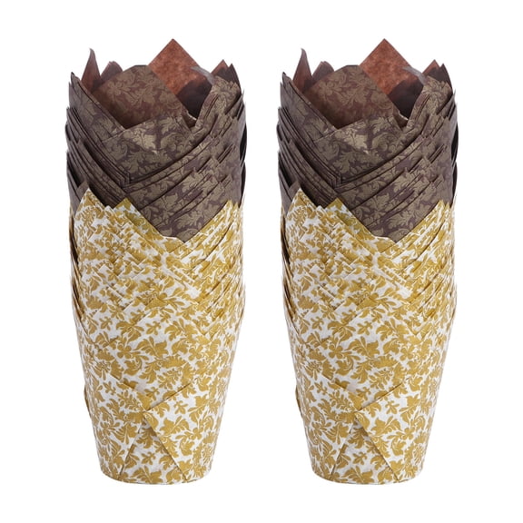 GAXIRE 100pcs Decorative Cupcake Liners Tulip Shape for Holiday Party