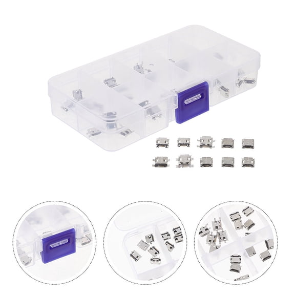 GAXIRE 100pcs Micro Usb Female Sockets for Data Transfer with Copper Material for Office Use