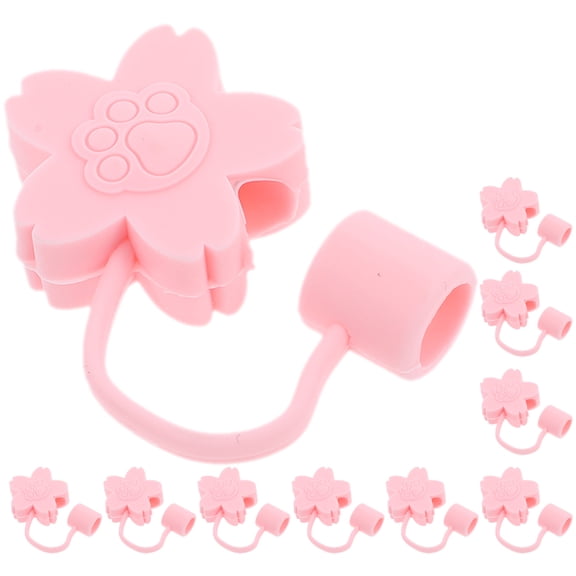 GAXIRE Bulk Straw Cover Cap Pink Silicone 10Pcs 1.2x1.2x1.2in
