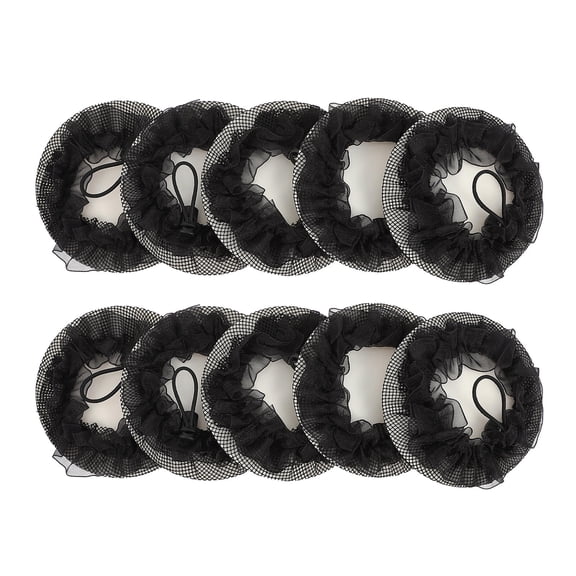 GAXIRE 10Pcs Elastic Mesh Bun Cover Black for Neat Hair Styling and Energetic Appearance