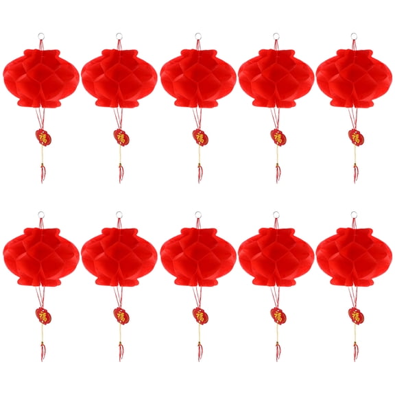 GAXIRE 10Pcs Red Lantern Pendant Paper Lanterns for Spring Festival and New Year Party Decoration