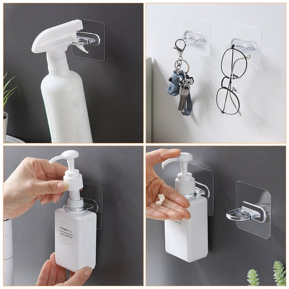 GAXIRE 10 Pcs Adhesive Wall Hooks for Home Use, Plastic, Non-Damaging, Strong Hold on Smooth , Easy to Install