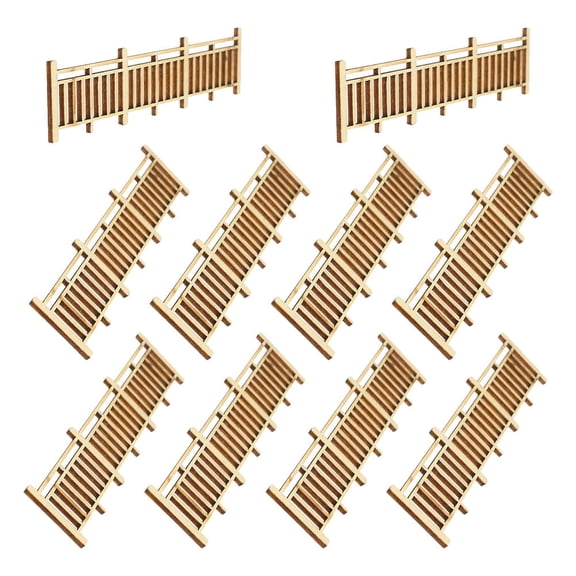 GAXIRE 10pcs Fence Decorations Miniature Wood Fence Light Brown Model Building for Family Use
