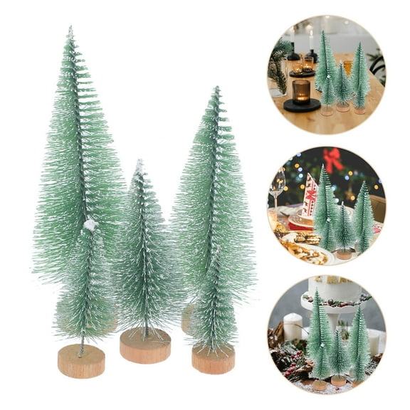 GAXIRE 10pcs Small Pine Trees for Decoration Plastic Holiday Village Trees Indoor and Outdoor Use