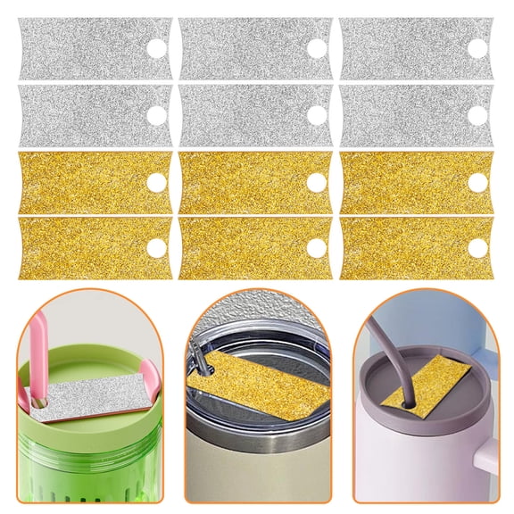 GAXIRE 12Pcs Acrylic Bottle Name Plates Blank for Custom Tumbler Lid Decoration Assorted Colors