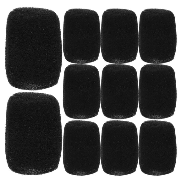 GAXIRE Set of 12 Black Foam Microphone Covers for Handheld Mics Windscreens Noise Reduction Accessories