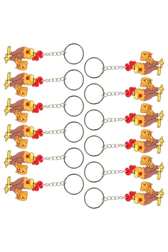 12Pcs Creative Rooster Keychain Charm for Hanging Decoration and Themed Parties