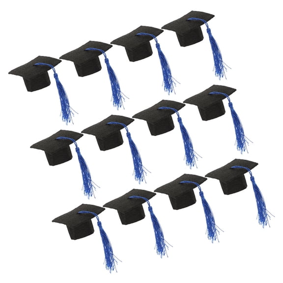 GAXIRE graduation bottle caps Graduation Cap Bottle Toppers Blue 12pcs