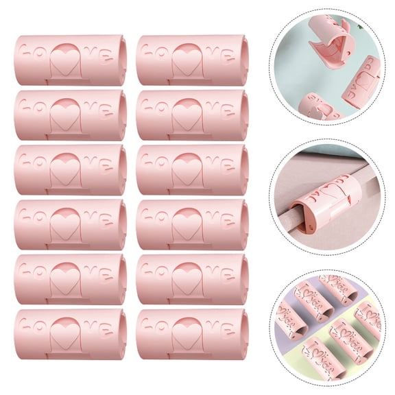 GAXIRE 12Pcs Pink Bedsheet Clips for Home Use ABS Nonslip Quilt Fixer and Sofa Mat Clamps