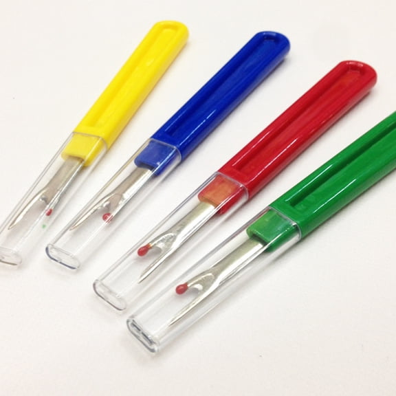 GAXIRE 12PCS Large Size Seam Rippers Handy Stitch Rippers Sewing Tools with Plastic Handle and Cover for Sewing and Crafting (Random Color)