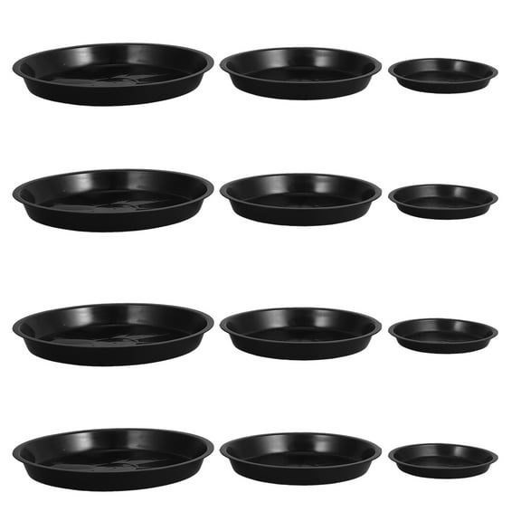 GAXIRE 12pcs Flat Trays For Indoor Plants Plant Saucers Black PP Leak Prevention Office
