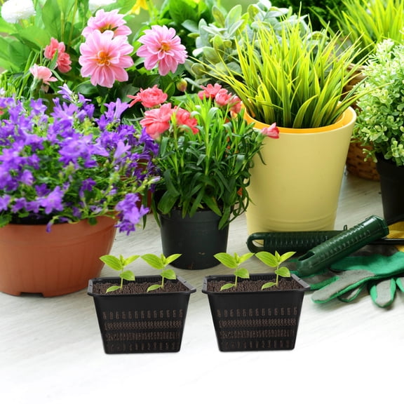 GAXIRE 12-Pack Black Plastic Indoor Plant Pots with for Home and Office Gardening