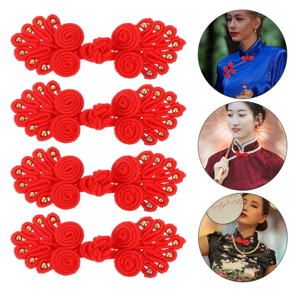 GAXIRE Chinese Style Buttons Red 12Pcs 2.24X0.91X0.24In
