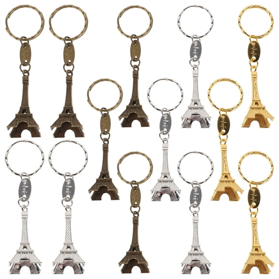 GAXIRE 15-Piece Eiffel Tower Keychain Charms Set with Detailed 3D Design, Ideal Travel Souvenirs and
