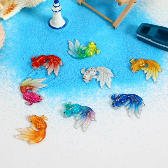 GAXIRE Tropical Fish Figurine Resin Ornaments Assorted Color 15pcs