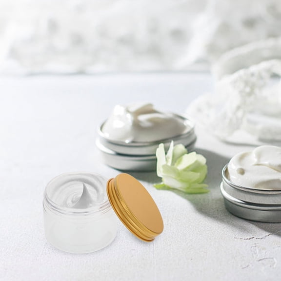 GAXIRE 16pcs Refillable Golden Plastic Cream Jars for Cosmetics, Travel Sub Bottles, Portable Skincare Containers