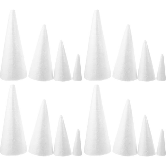 GAXIRE 16pcs Craft White Cones Foam Item for Science Projects