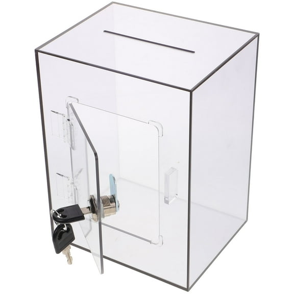 GAXIRE 1Pack Brown Acrylic Donation Box for Fundraising with Lock in Office 7.86X5.89X4.72in