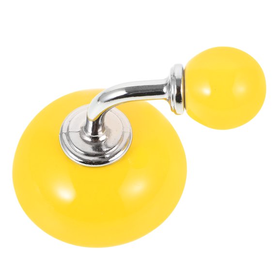 GAXIRE 1Pack Ceramic Wall Hooks Yellow Circular Hanging Coats Organizer for Home Decor