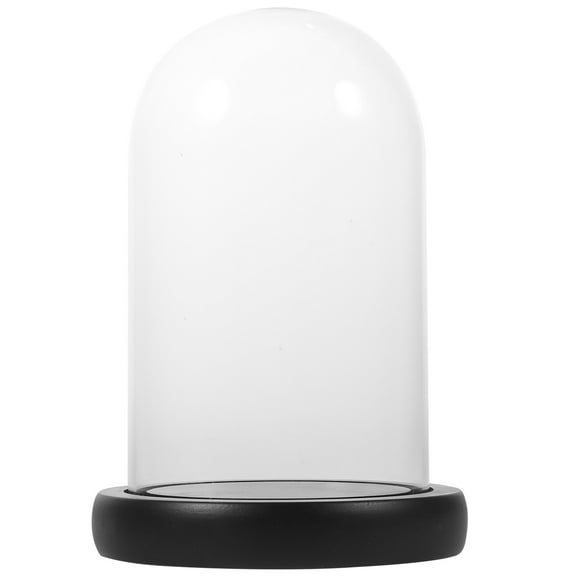 GAXIRE 1Pack Glass Dome Display Case Round Shape Transparent Hand Office Flower Display