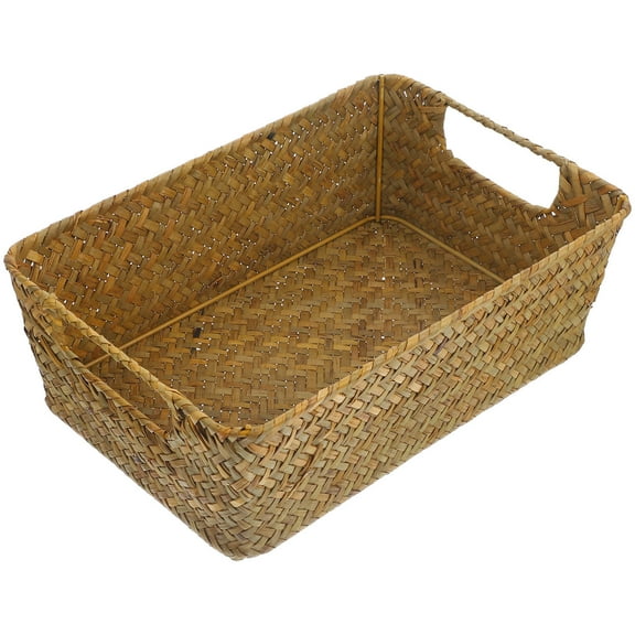 GAXIRE Woven Straw Basket with Flat Base for Home Storage, Vegetables, Fruits, and Household Supplies