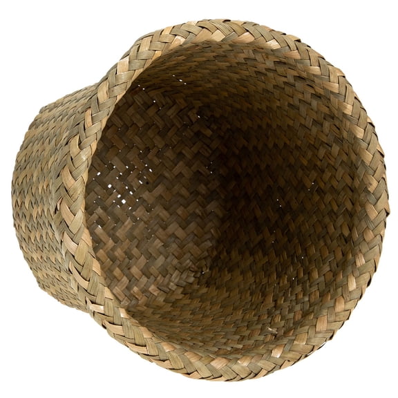 GAXIRE Khaki Seagrass Small Woven Storage Basket for Home and Office Organization, Waste Bin for Clutter Control