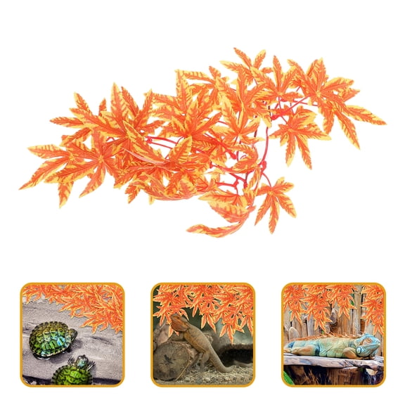 GAXIRE 1Pack Reptile Terrarium Decor Orange Vine Shape Plastic Terrarium Plant Vine