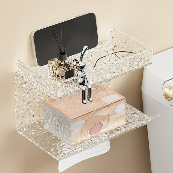 GAXIRE Kitchen Paper Towel Holder Wall Mount Transparent Acrylic Practical Rack