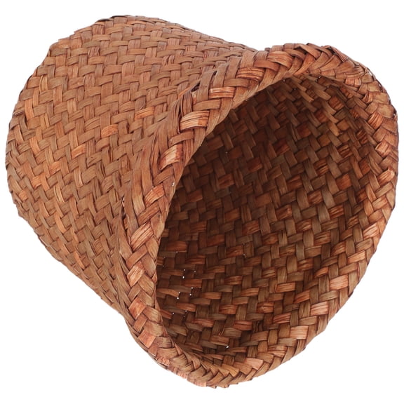 GAXIRE Compact Woven Coffee Trash Basket - Stylish Household Waste Bin for Kitchen, Bathroom, Office Use, and Convenient