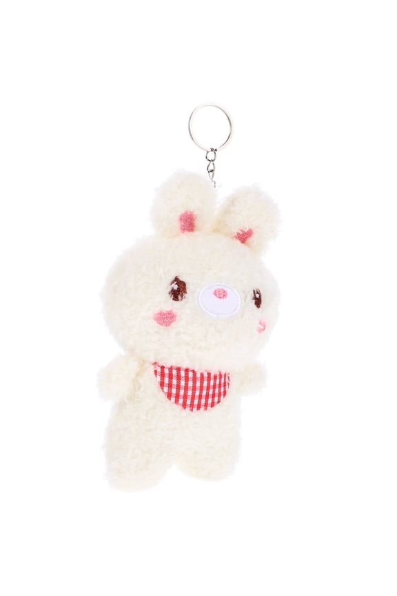 1Pack White Plush Rabbit Keychain Cute Fluffy Keychain