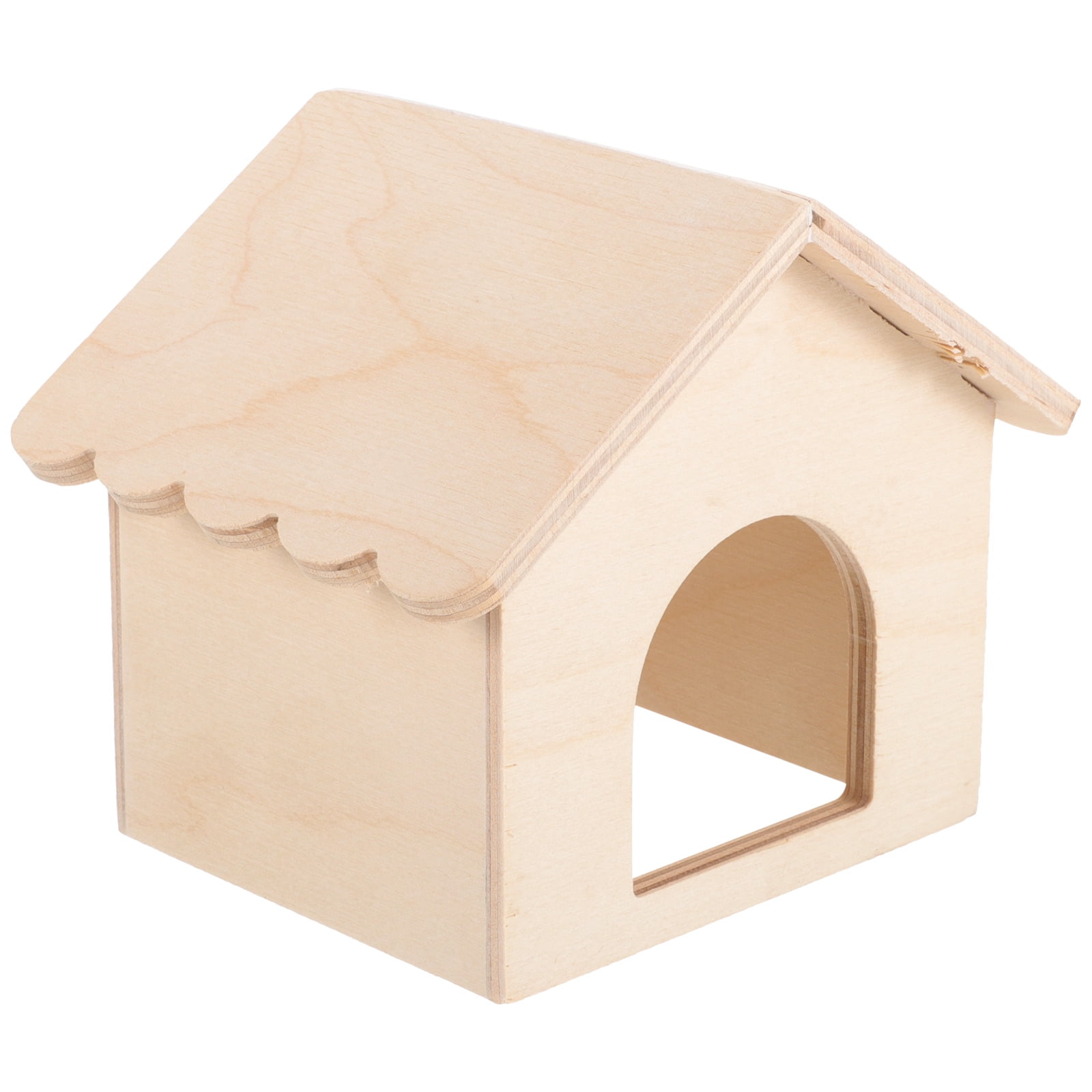 Image showcasing GAXIRE Hamster Hut Hideout Natural Wooden Color 1Pcs 5.89X5.03X4.72in ...