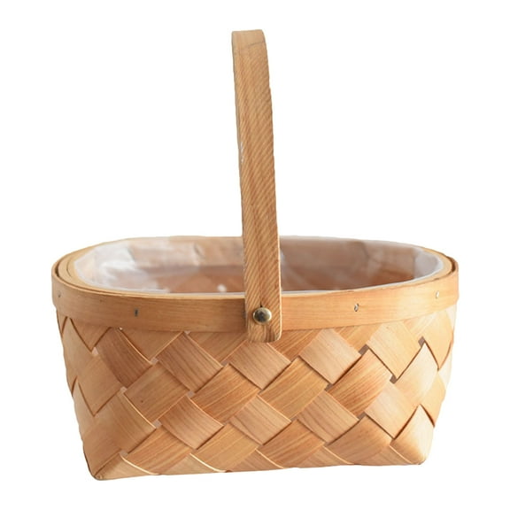 GAXIRE 1Pc Chocolate Woven Rattan Basket Handmade for Fruit and Snack Organization