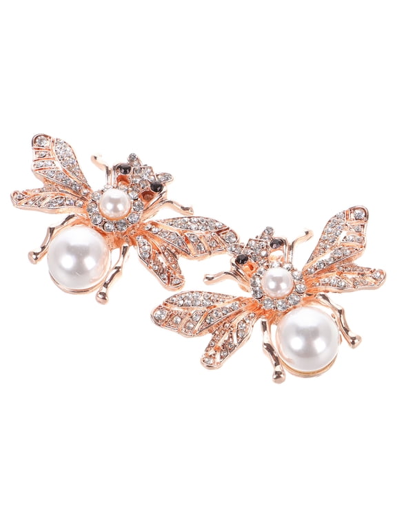 Rhinestone Shoe Clips Golden Bling for Pumps Flats and Boots