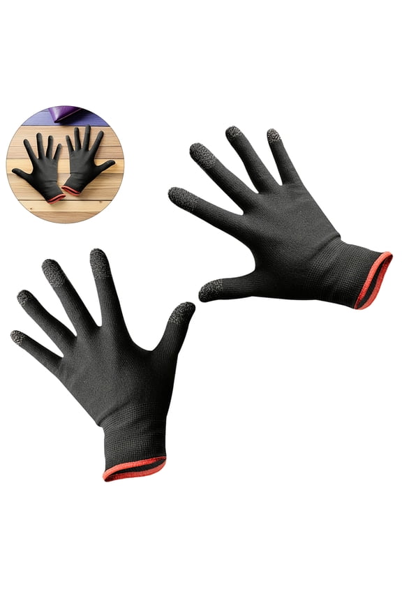 1 Pair Black Smartphone Gloves with Enhanced Friction and Sweat Proof Technology for Touchscreen Use
