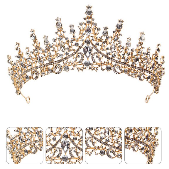 GAXIRE 1Pc Bridal Crown Alloy Golden Jewelry Decoration for Wedding Ceremonies