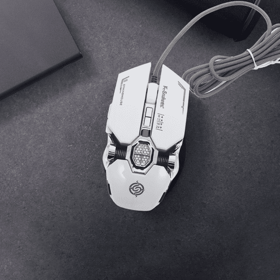 GAXIRE 1Pc Computer Mouse Silver Plastic Wired Mice Gaming