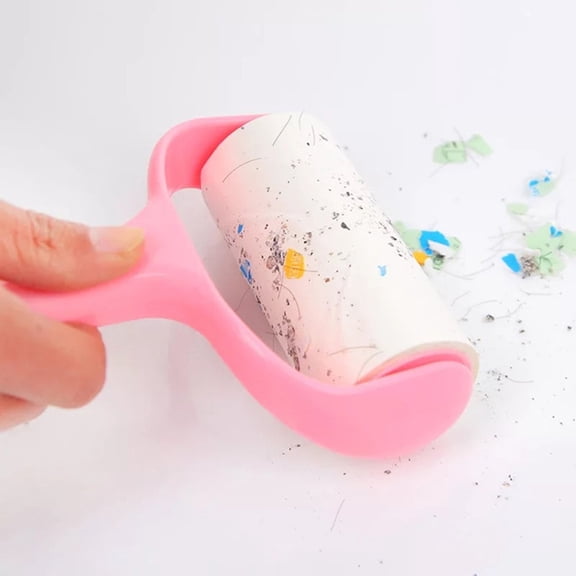 GAXIRE 1Pc Hair Sticky Roller Pink Handle for Lint Removing Pet Hair Dust from Clothes Furniture