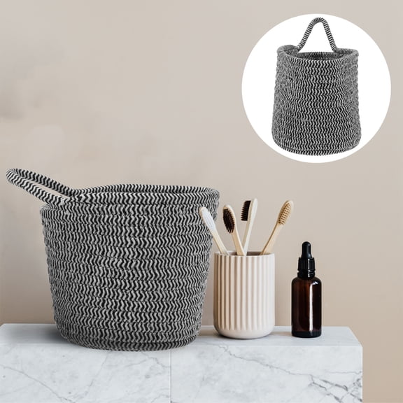 GAXIRE Small Cotton Basket Grey Woven 1Pcs Back to School