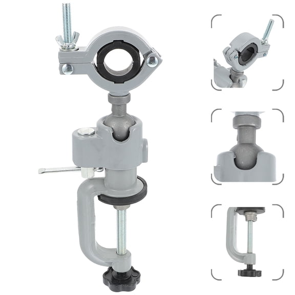 GAXIRE 1Pc Rotating Small Bench Vise with Comfortable Handle Durable Plated Silver Multi-Directional Clamp