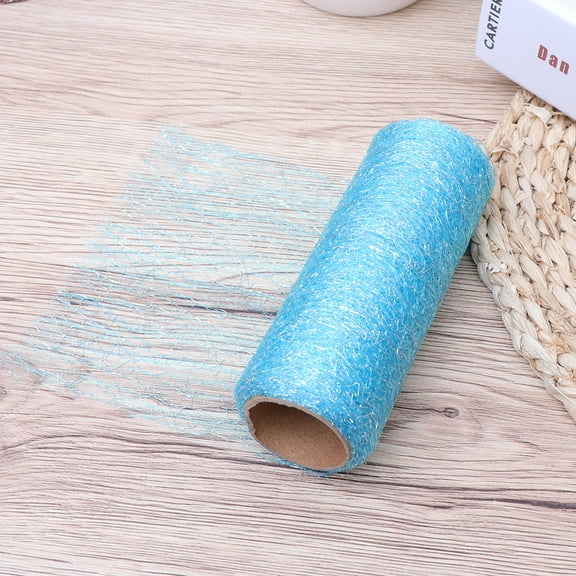 GAXIRE 1Pc Sky Blue Polyester Gauze Roll Tulle Yarn for DIY Crafting Wedding Table and Chair Sashes