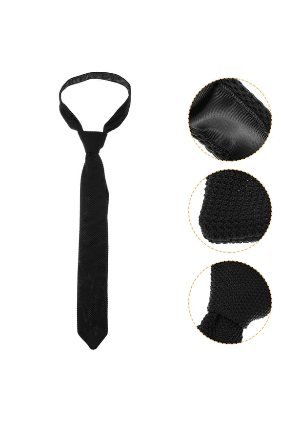 Men's Black Knit Necktie Elegant Tie for Party and Formal Occasions