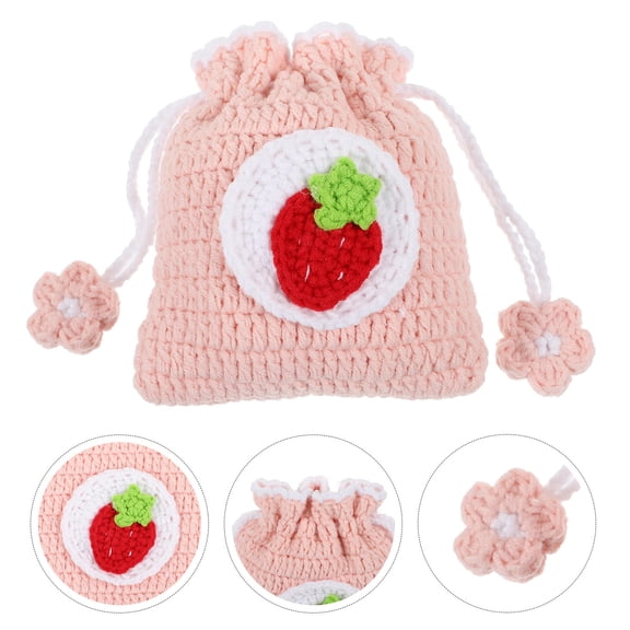 GAXIRE Mini Round Bag Pink Woolen Yarn 1Pcs Round Top